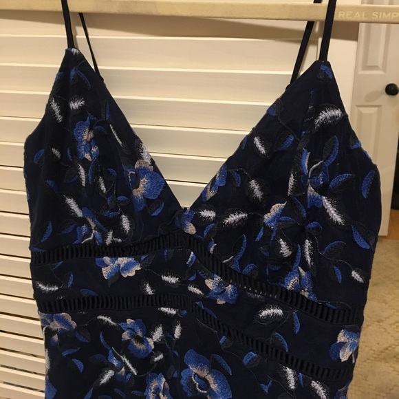 bardot sapphire lace midi dress